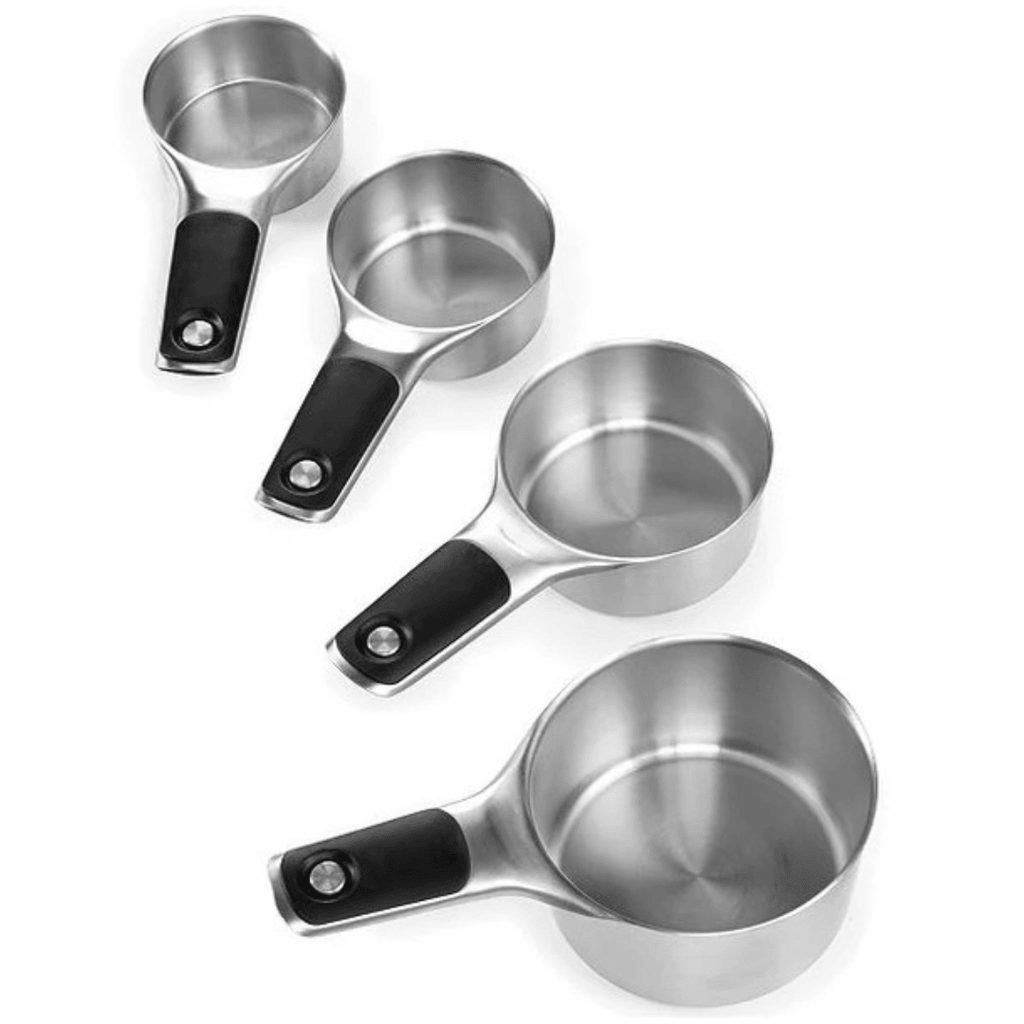 Black Handle Stainless Steel Measuring Cups Set Baking Tools 4-Piece
