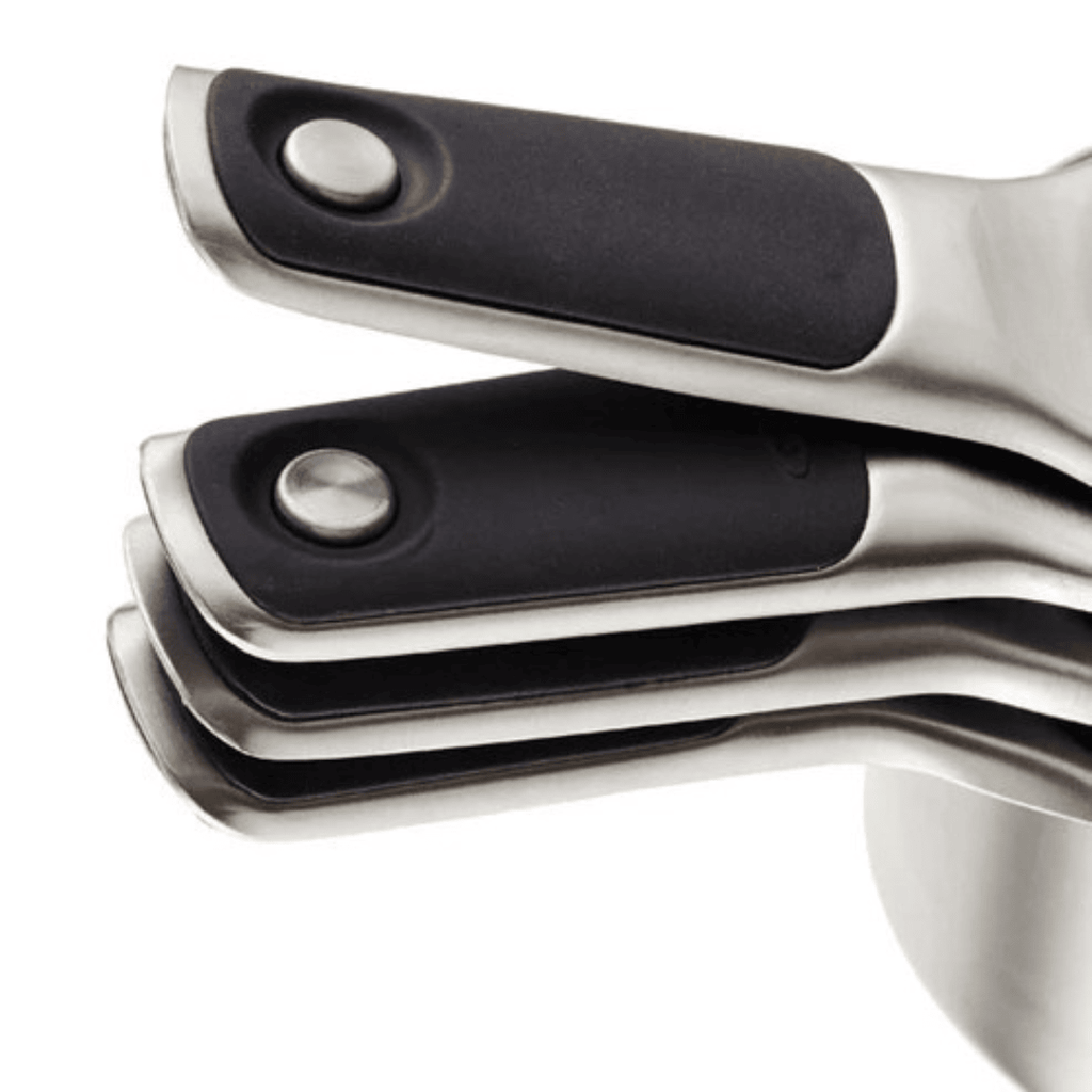 Black Handle Stainless Steel Measuring Cups Set Baking Tools 4-Piece