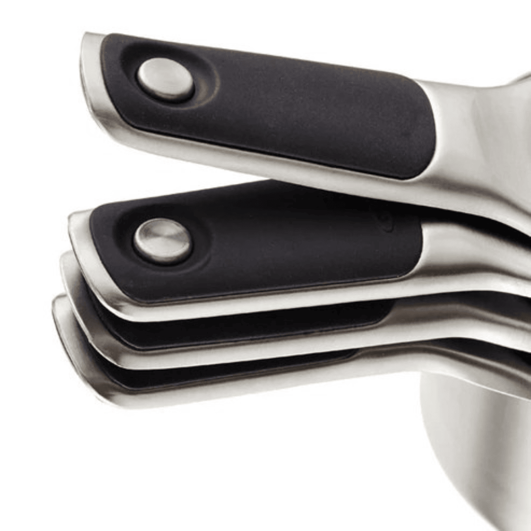 Black Handle Stainless Steel Measuring Cups Set Baking Tools 4-Piece