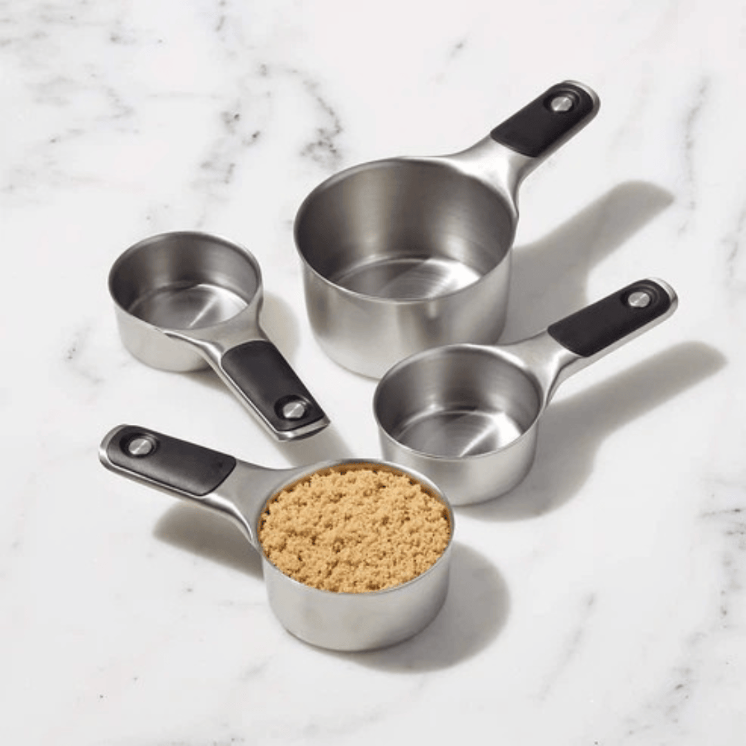 Black Handle Stainless Steel Measuring Cups Set Baking Tools 4-Piece