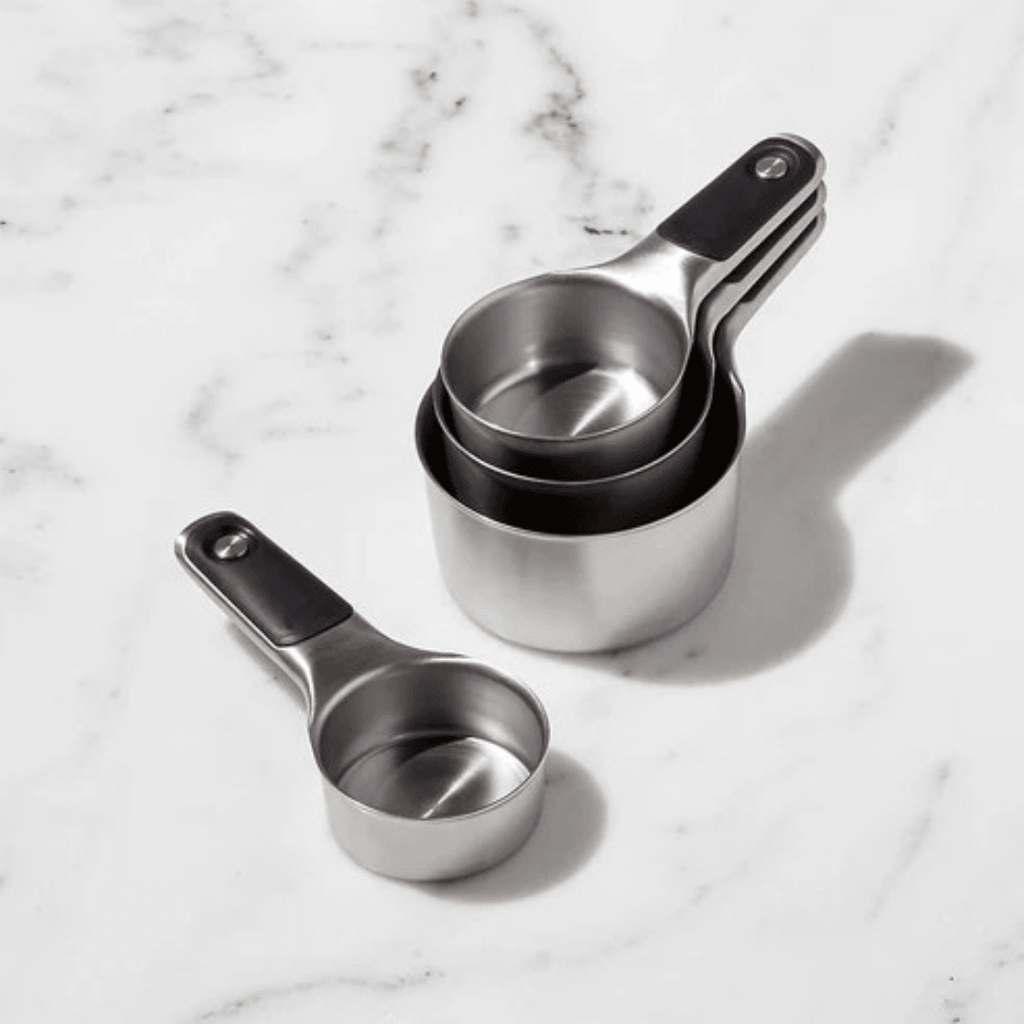 Black Handle Stainless Steel Measuring Cups Set Baking Tools 4-Piece