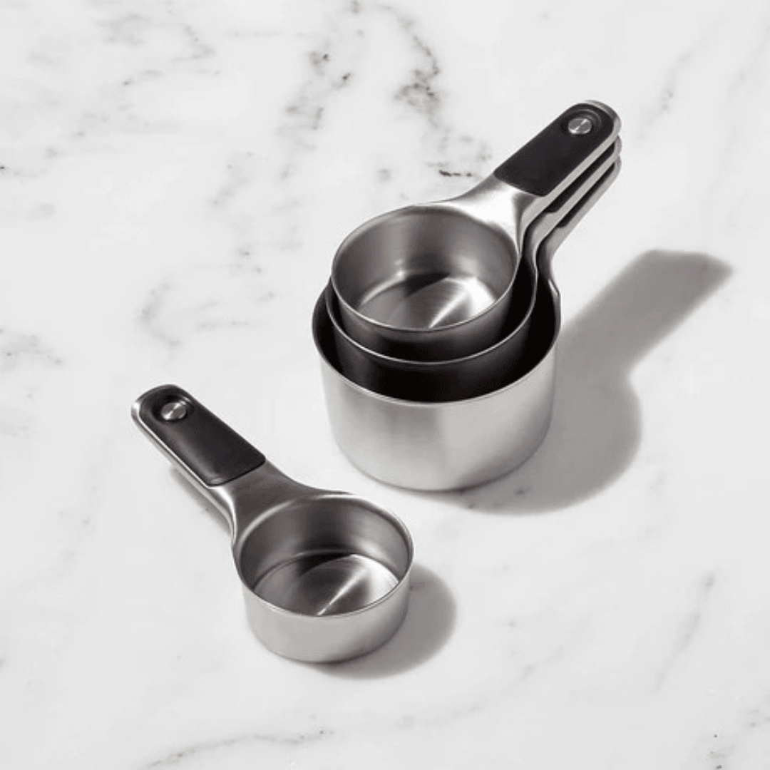 Black Handle Stainless Steel Measuring Cups Set Baking Tools 4-Piece