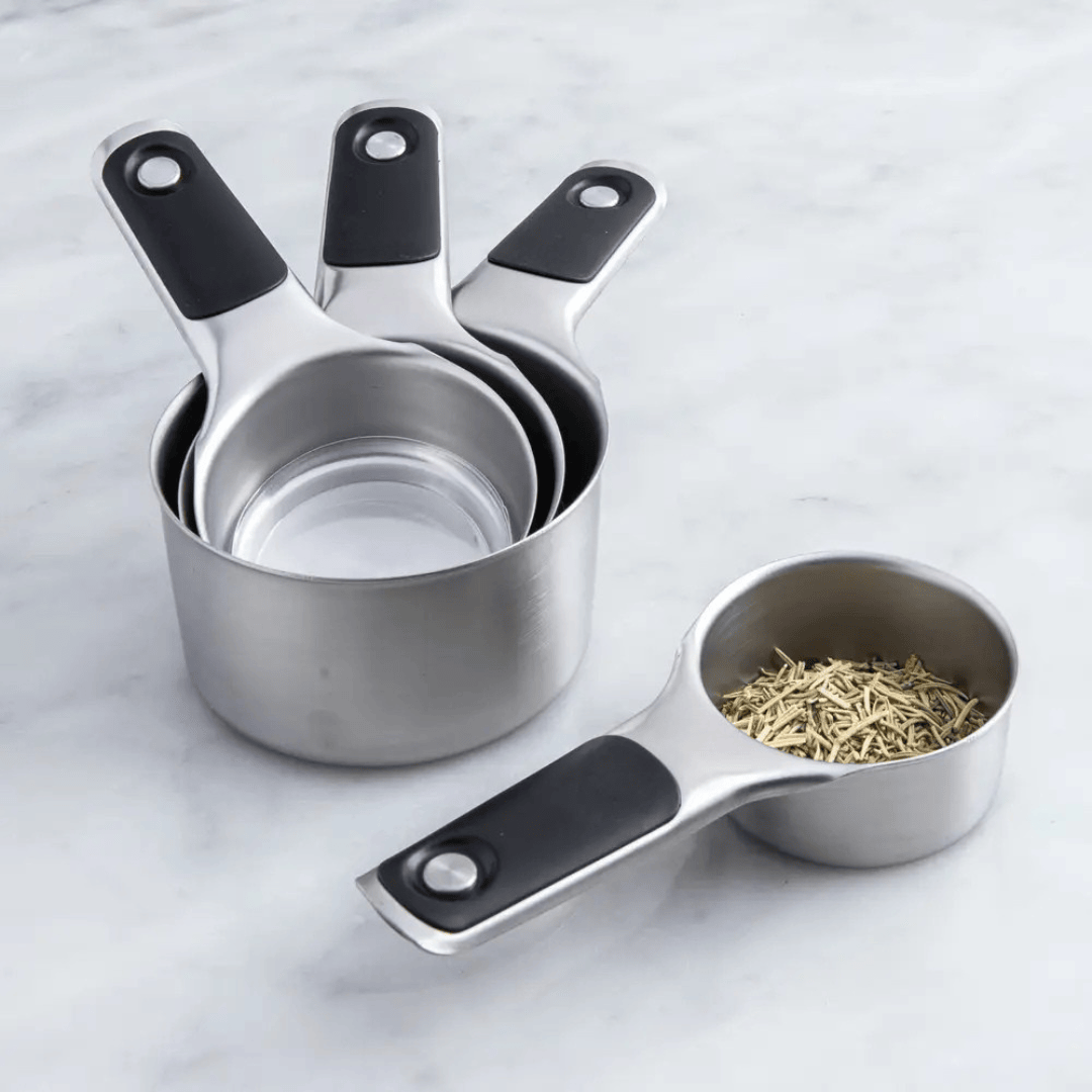 Black Handle Stainless Steel Measuring Cups Set Baking Tools 4-Piece