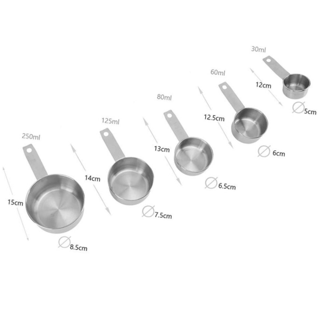 Hanging Hole Stainless Steel Measuring Cups Set Baking Tools 5-Piece