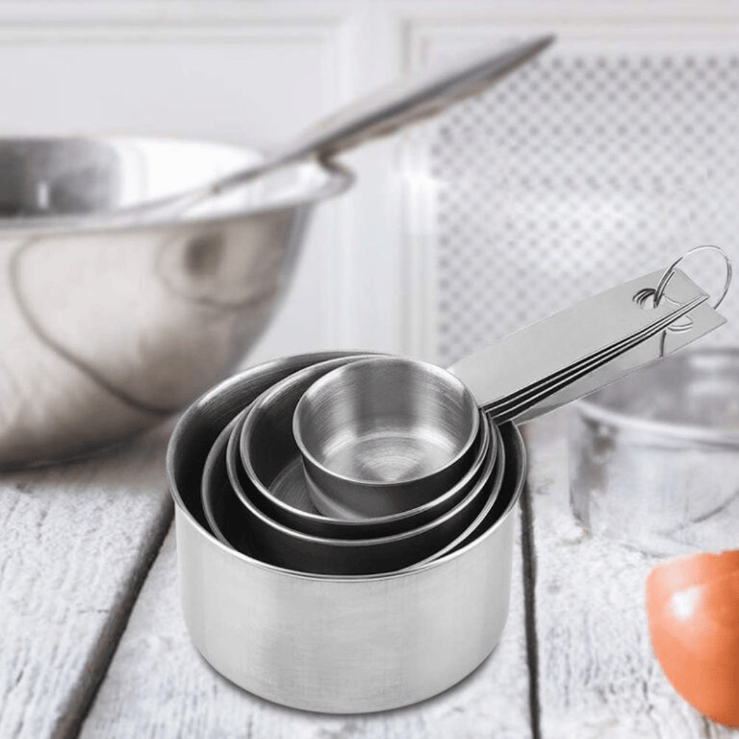 Hanging Hole Stainless Steel Measuring Cups Set Baking Tools 5-Piece