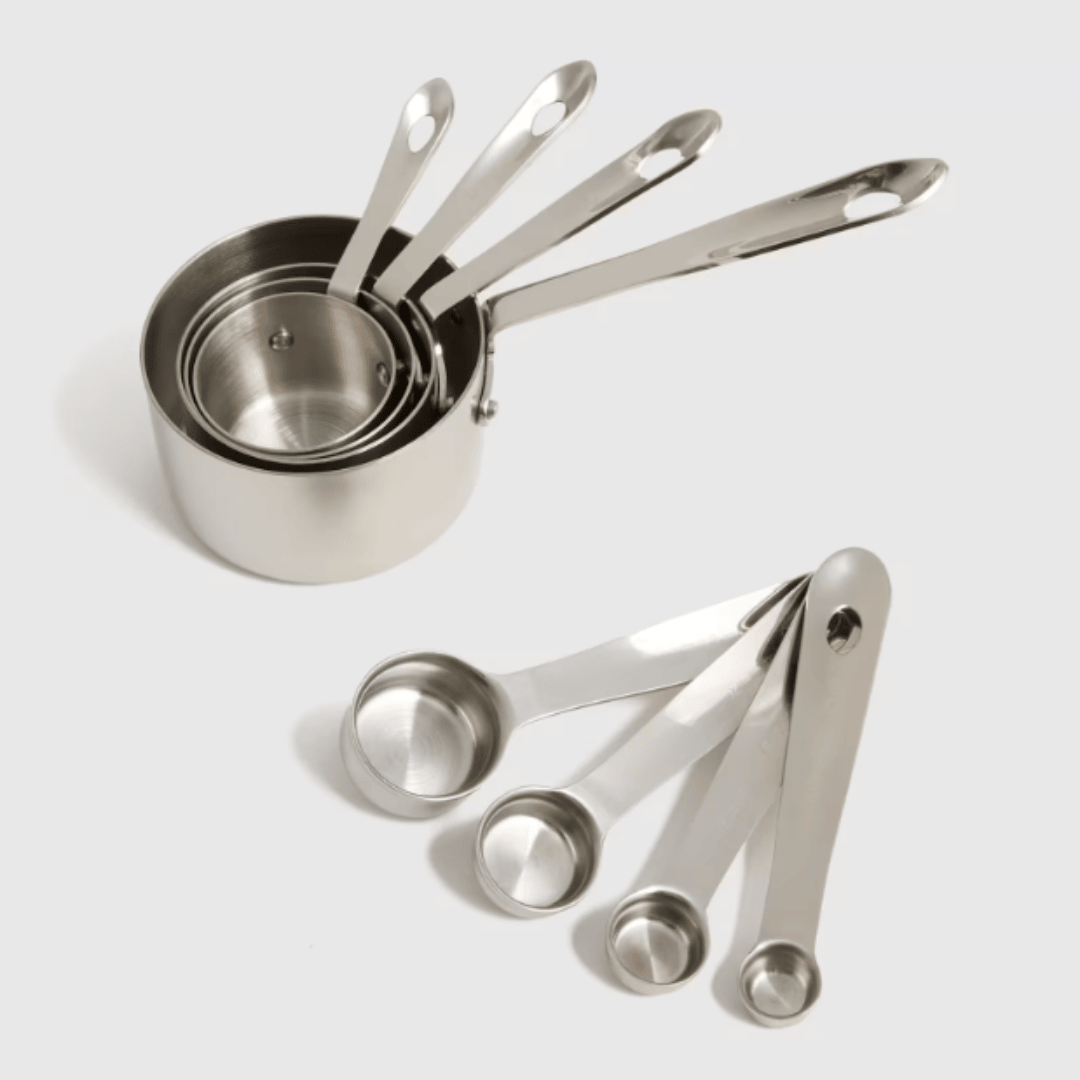 Heavy Gauge Stainless Steel Measuring Cups Spoons Combo Set 8-Piece