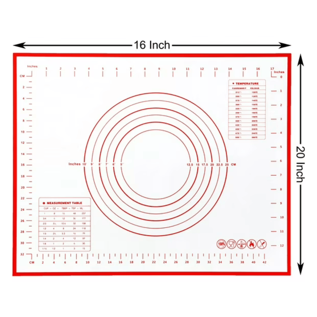 Non-Slip Silicone Pastry Mat Nonstick Baking Mat with Measurements