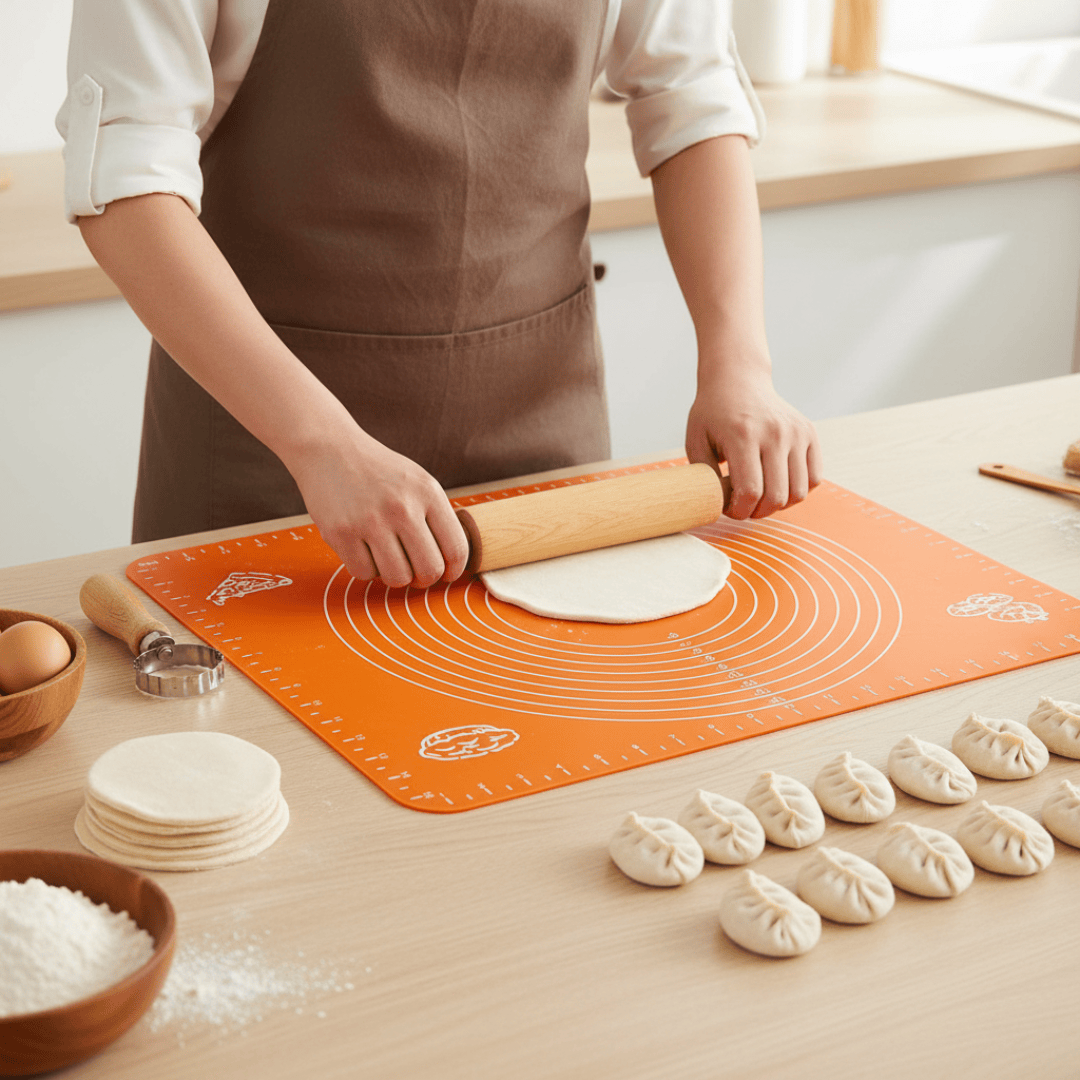 Non-Stick Silicone Pastry Mat Orange Baking Dough Rolling Mat