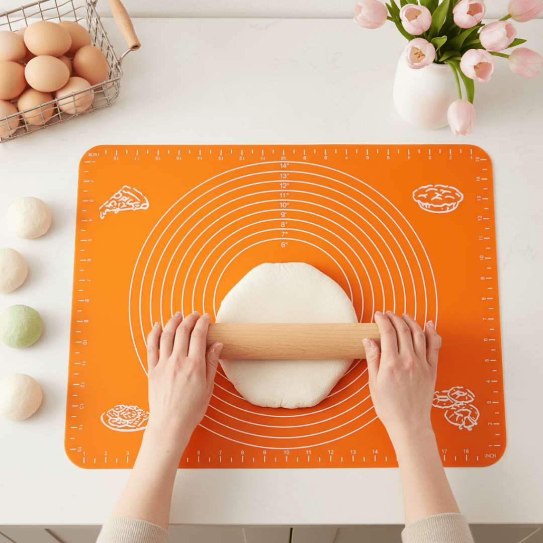 Non-Stick Silicone Pastry Mat Orange Baking Dough Rolling Mat
