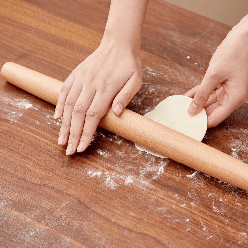Classic French Beech Wood Rolling Pin for Baking Dough 16-Inch