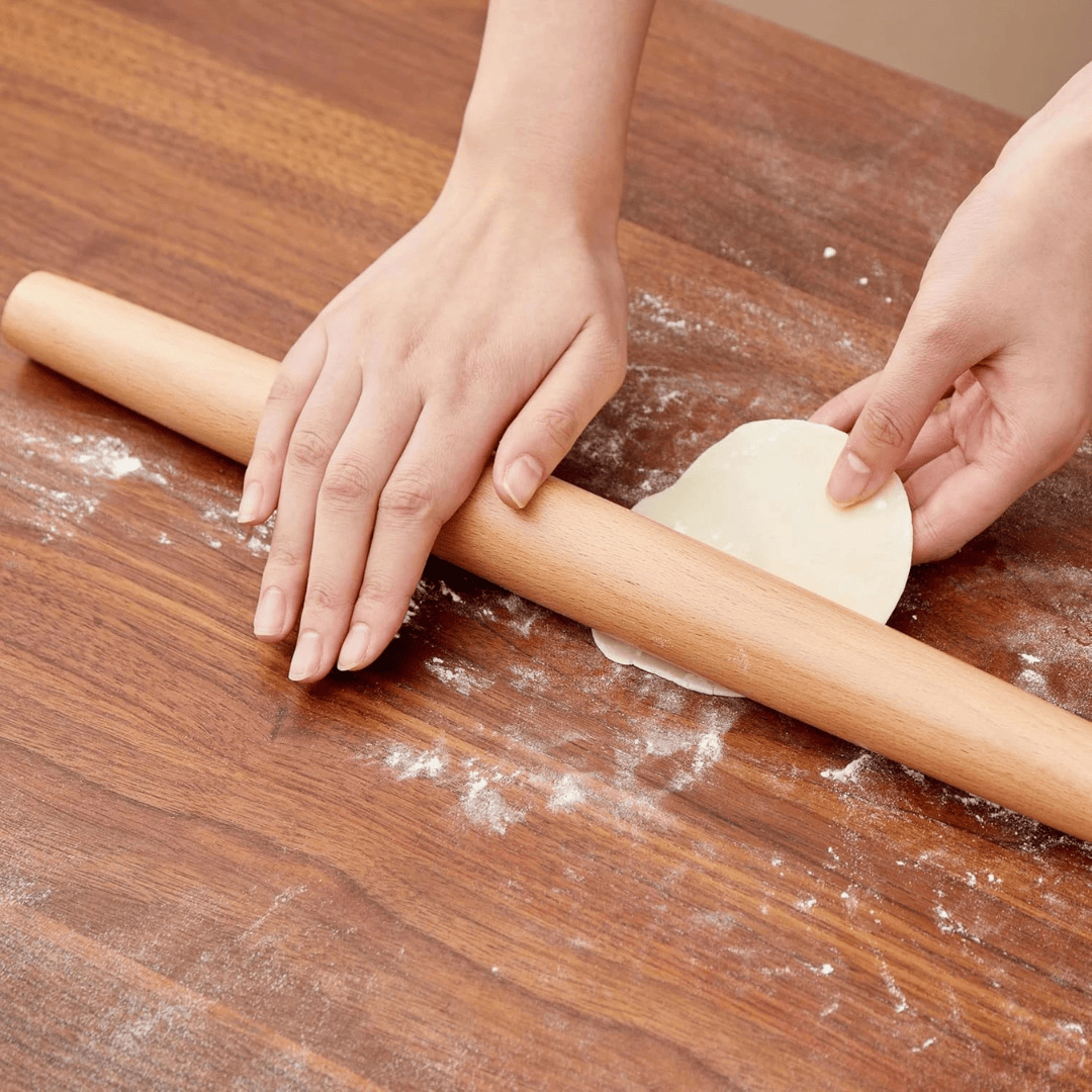Classic French Beech Wood Rolling Pin for Baking Dough 16-Inch