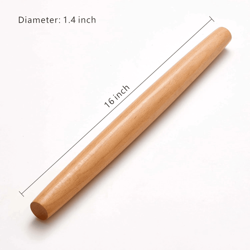 Classic French Beech Wood Rolling Pin for Baking Dough 16-Inch