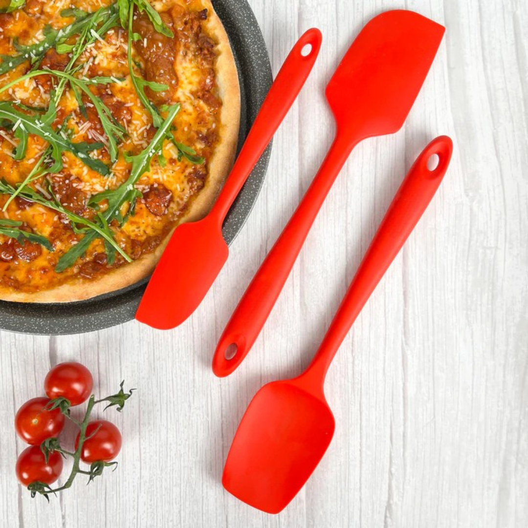 6-Piece Seamless Silicone Spatula Set High Heat-Resistant Non-Stick - Red