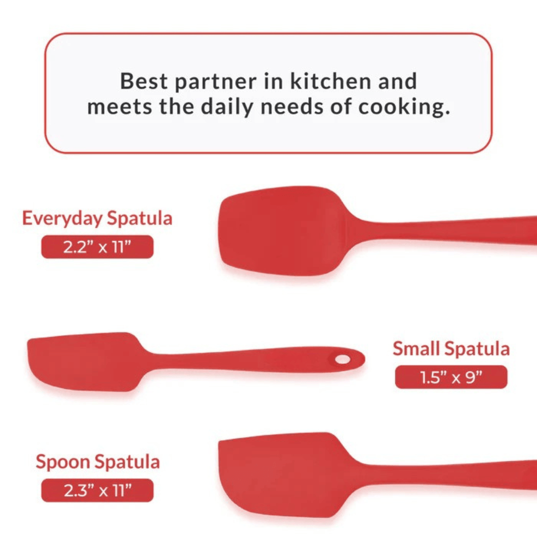 6-Piece Seamless Silicone Spatula Set High Heat-Resistant Non-Stick - Red