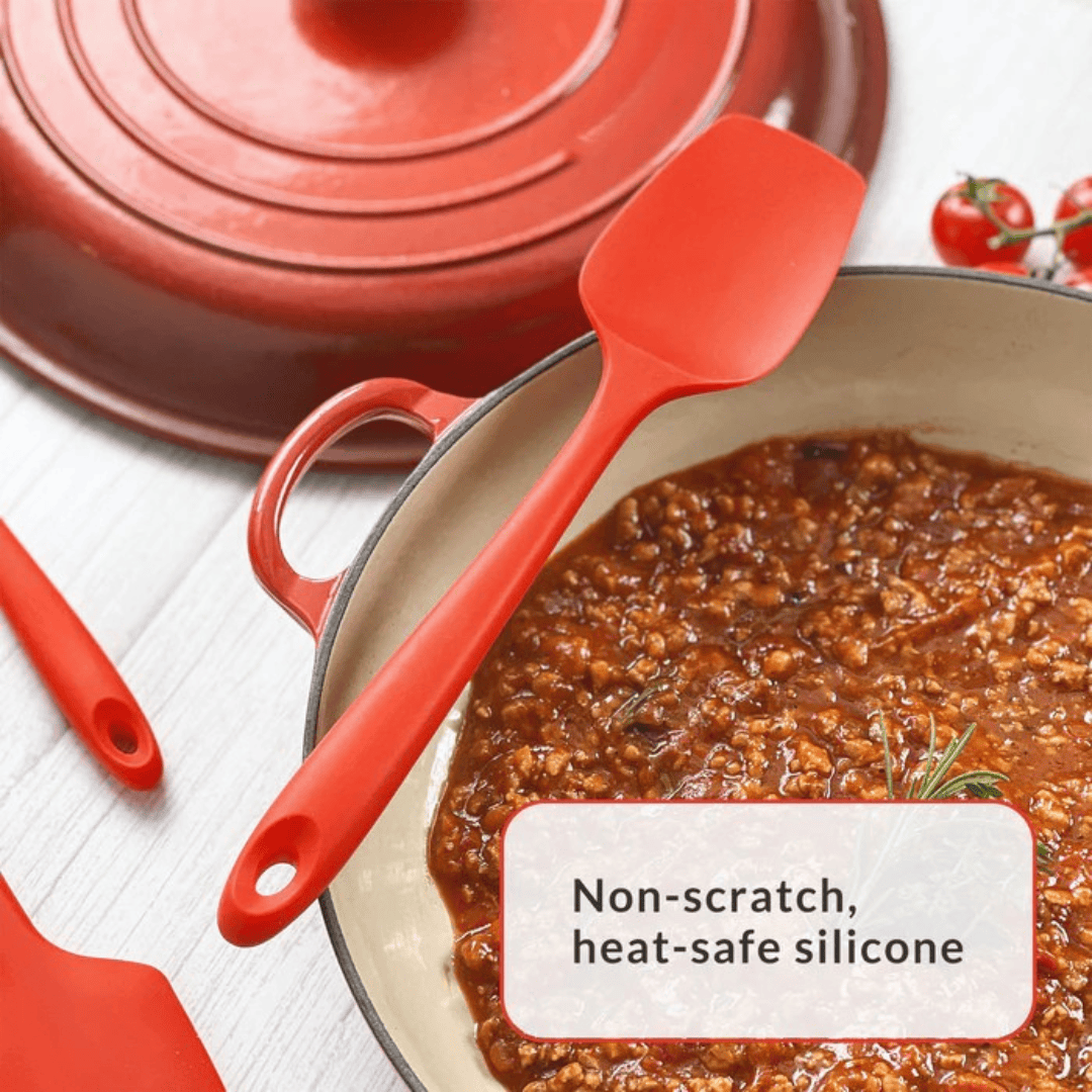 6-Piece Seamless Silicone Spatula Set High Heat-Resistant Non-Stick - Red