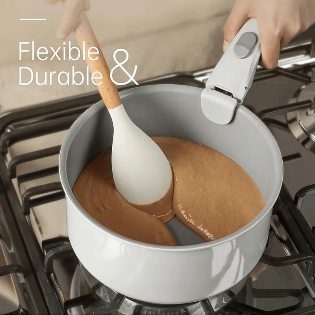 10-Piece Silicone Cooking Utensils Set Natural Wooden Handles