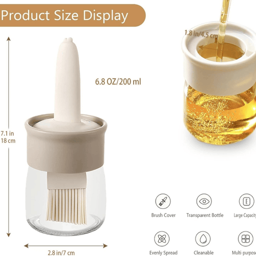 2-in-1 Glass Oil Dispenser Bottle with Silicone Basting Brush - Begie