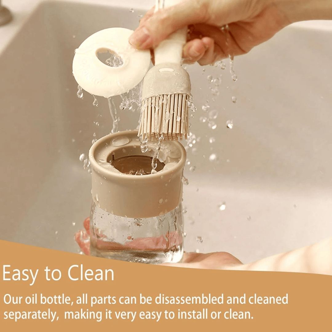 2-in-1 Glass Oil Dispenser Bottle with Silicone Basting Brush - Begie