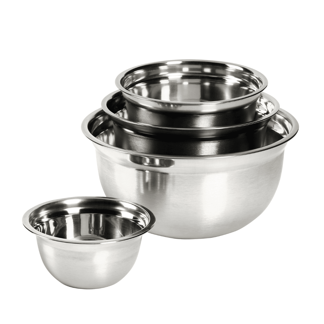 4-Piece Stainless Steel Mixing Bowls Set - Nesting Kitchen Bowls