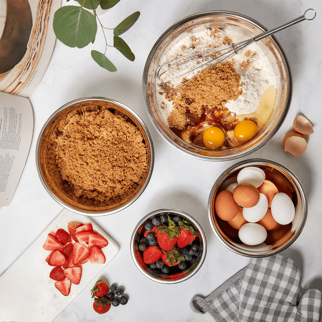 4-Piece Stainless Steel Mixing Bowls Set - Nesting Kitchen Bowls