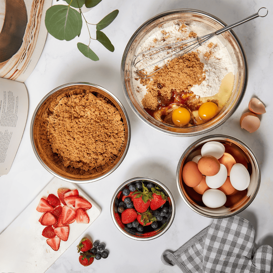 4-Piece Stainless Steel Mixing Bowls Set - Nesting Kitchen Bowls