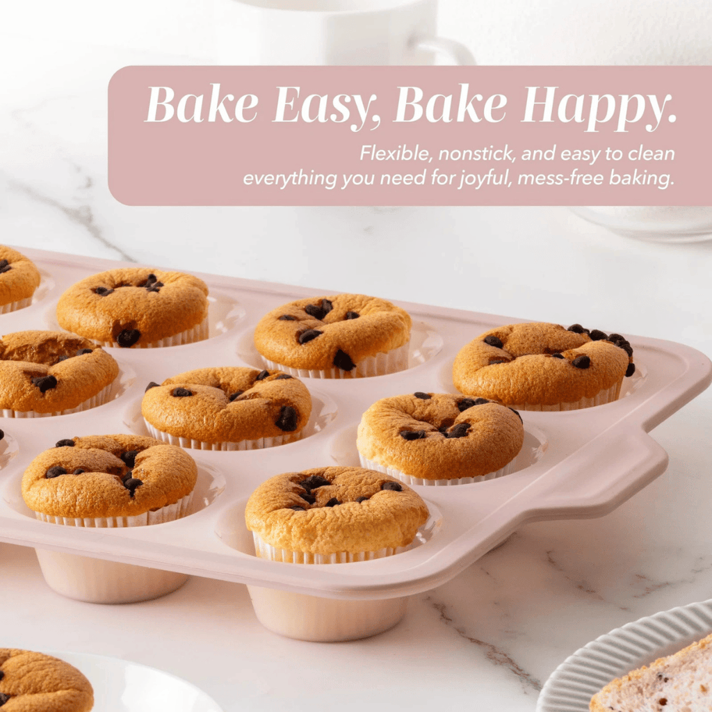 17-Piece Premium Silicone Baking Pan Set - Non-Stick Pink Bakeware