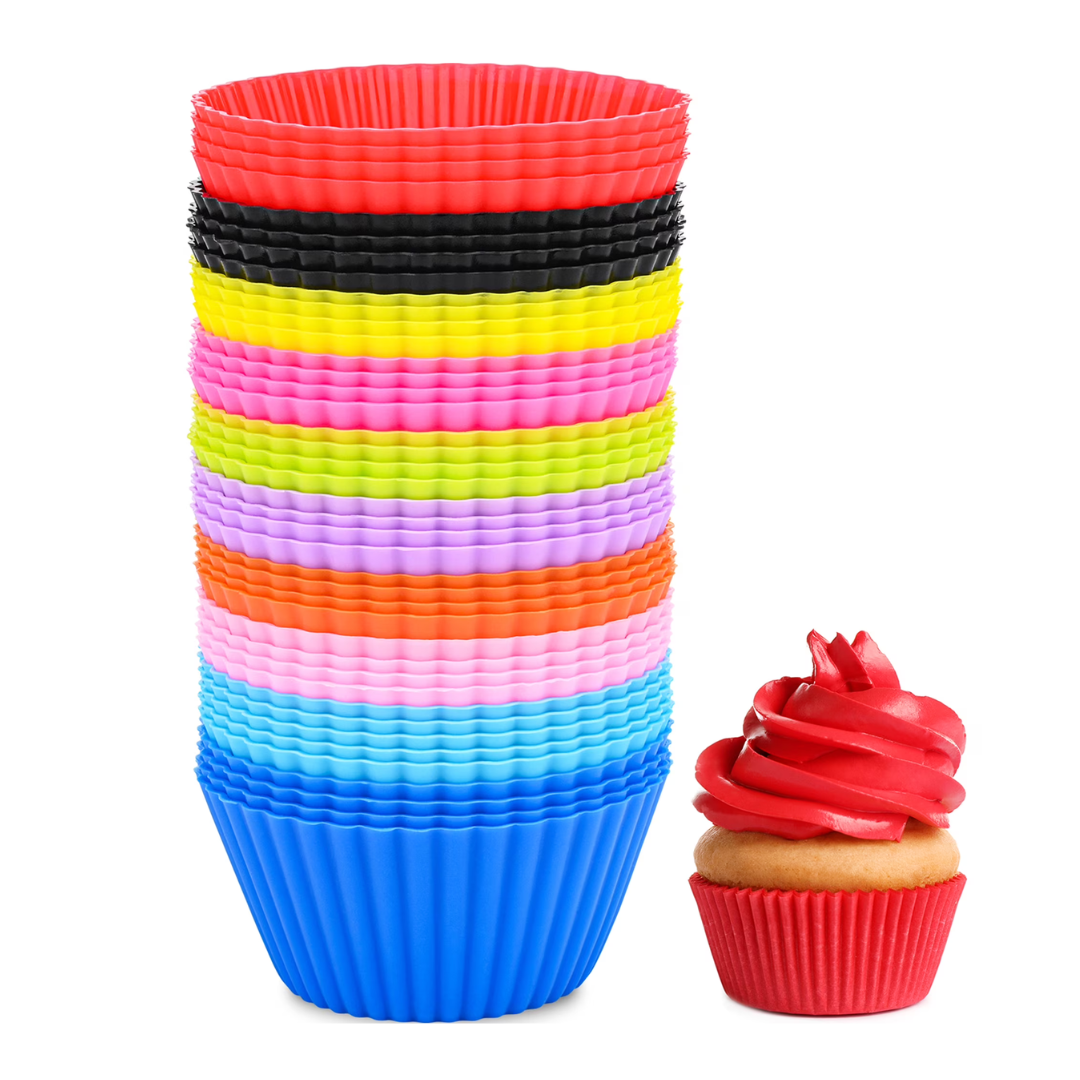 40-Piece Reusable Silicone Cupcake Baking Cups – Non-Stick Food-Grade