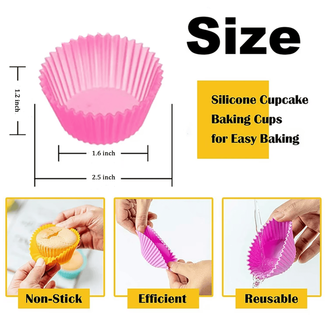 40-Piece Reusable Silicone Cupcake Baking Cups – Non-Stick Food-Grade